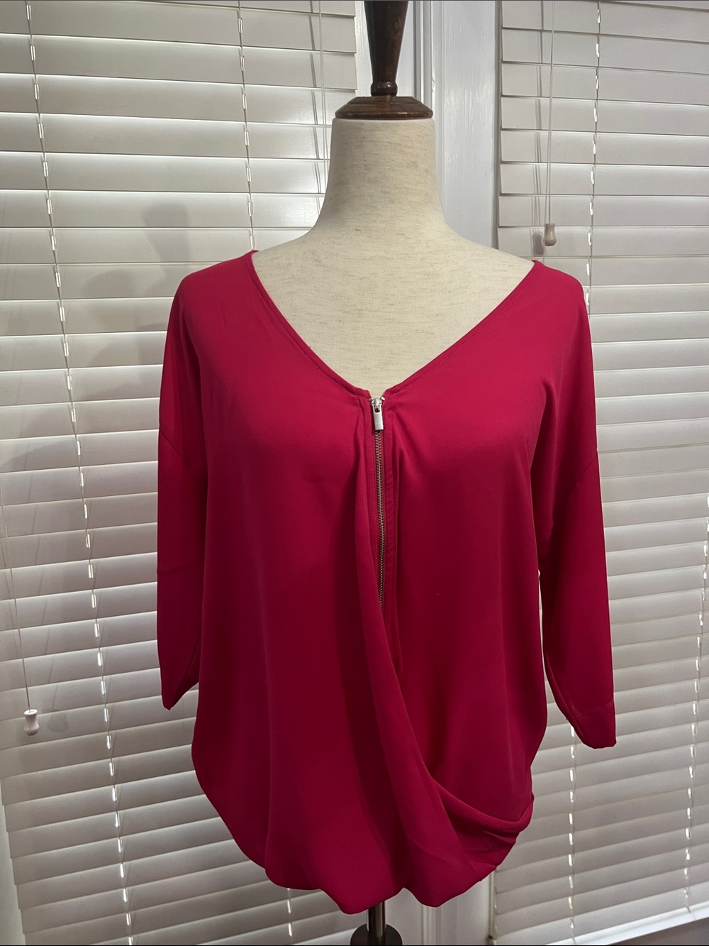 New York & Company Zip Front Blouse